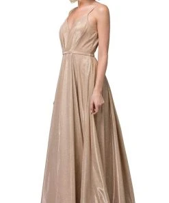Dancing Queen - 2867 Sleeveless Plunging V-neck A-line Gown Formal Gowns 9 Dancing Queen - 2867 Sleeveless Plunging V-neck A-line Gown Formal Gowns