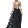 Dancing Queen - 2890 Embroidered Plunging V-neck A-line Dress