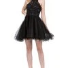 Dancing Queen - 3004 Illusion Halter Jeweled Homecoming Dress Prom Dresses