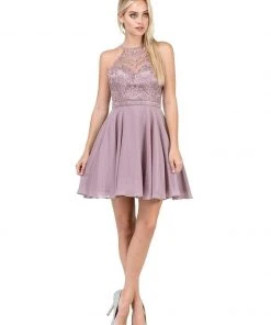 Dancing Queen - 3008 High Halter Embroidered Lace Homecoming Dress 7 Dancing Queen - 3008 High Halter Embroidered Lace Homecoming Dress