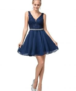 Dancing Queen - 3011 Plunging V-Neck Lace Bodice Homecoming Dress Cocktail Dresses 15 Dancing Queen - 3011 Plunging V-Neck Lace Bodice Homecoming Dress Cocktail Dresses