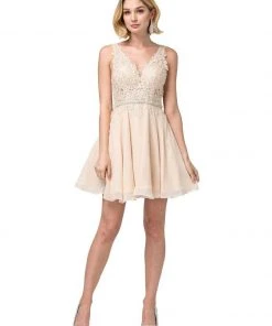 Dancing Queen - 3011 Plunging V-Neck Lace Bodice Homecoming Dress Cocktail Dresses 14 Dancing Queen - 3011 Plunging V-Neck Lace Bodice Homecoming Dress Cocktail Dresses