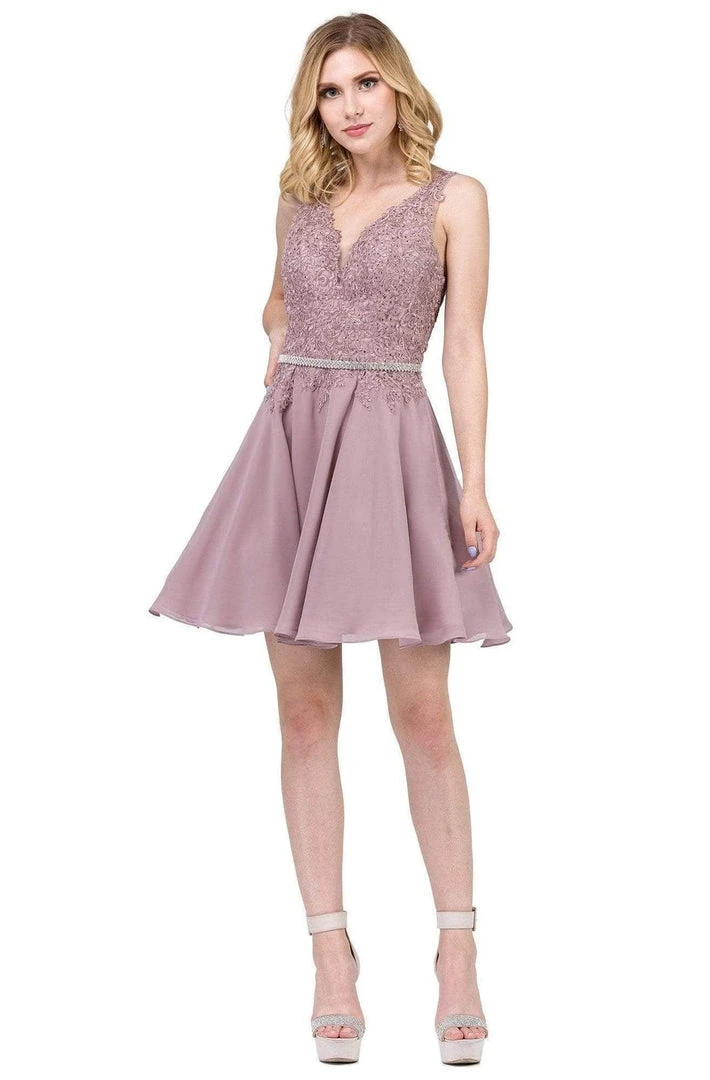 Dancing Queen - 3011 Plunging V-Neck Lace Bodice Homecoming Dress Cocktail Dresses 3 Dancing Queen - 3011 Plunging V-Neck Lace Bodice Homecoming Dress Cocktail Dresses