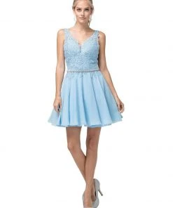 Dancing Queen - 3011 Plunging V-Neck Lace Bodice Homecoming Dress Cocktail Dresses 17 Dancing Queen - 3011 Plunging V-Neck Lace Bodice Homecoming Dress Cocktail Dresses