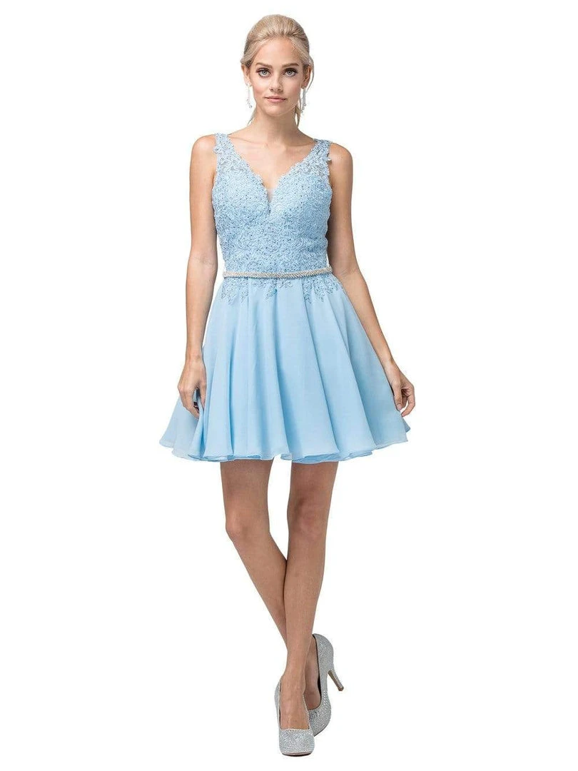 Dancing Queen - 3011 Plunging V-Neck Lace Bodice Homecoming Dress Cocktail Dresses 10 Dancing Queen - 3011 Plunging V-Neck Lace Bodice Homecoming Dress Cocktail Dresses