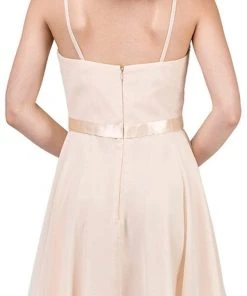 Dancing Queen - 3013 Halter Style Sleeveless Chiffon Cocktail Dress