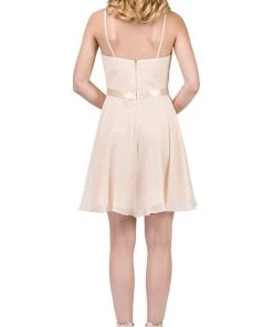 Dancing Queen - 3013 Halter Style Sleeveless Chiffon Cocktail Dress