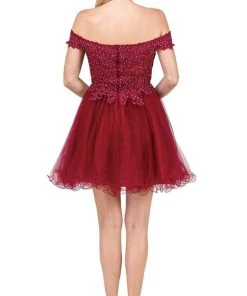 Dancing Queen - 3018 Embellished Off-Shoulder A-line Homecoming Dress 14 Dancing Queen - 3018 Embellished Off-Shoulder A-line Homecoming Dress