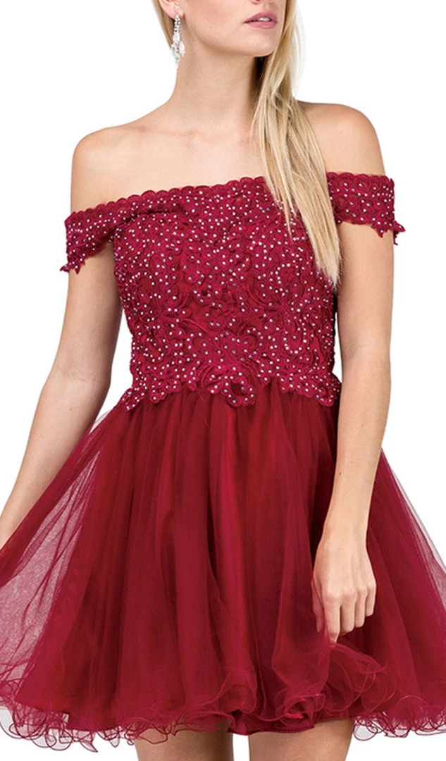 Dancing Queen - 3018 Embellished Off-Shoulder A-line Homecoming Dress 4 Dancing Queen - 3018 Embellished Off-Shoulder A-line Homecoming Dress