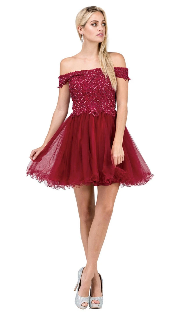 Dancing Queen - 3018 Embellished Off-Shoulder A-line Homecoming Dress 3 Dancing Queen - 3018 Embellished Off-Shoulder A-line Homecoming Dress