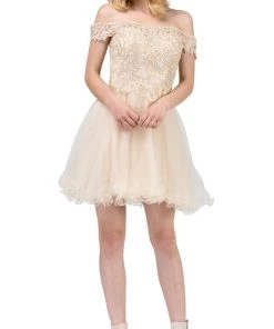 Dancing Queen - 3018 Embellished Off-Shoulder A-line Homecoming Dress 16 Dancing Queen - 3018 Embellished Off-Shoulder A-line Homecoming Dress