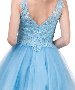 Dancing Queen - 3022 Embroidered V Neck Homecoming Dress