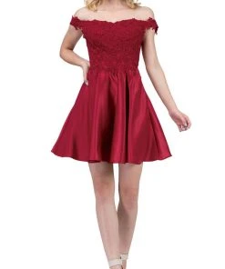 Cocktail Dresses Dancing Queen - 3029 Off-Shoulder A-Line Homecoming Cocktail Dress