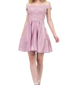 Cocktail Dresses Dancing Queen - 3029 Off-Shoulder A-Line Homecoming Cocktail Dress