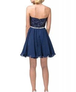 Cocktail Dresses Dancing Queen - 3045 Embellished Strapless A-line Dress