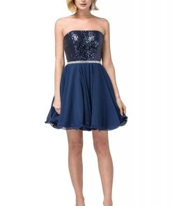 Cocktail Dresses Dancing Queen - 3045 Embellished Strapless A-line Dress