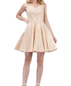 Dancing Queen - 3057 Beaded Lace Sweetheart A-line Homecoming Dress Cocktail Dresses