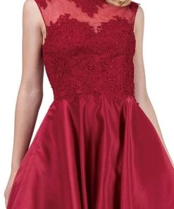 Cocktail Dresses Dancing Queen - 3069 Appliqued Illusion High Neck Homecoming Dress