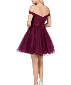 Dancing Queen - 3070 Beaded Lace Fit And Flare Cocktail Dress Cocktail Dresses