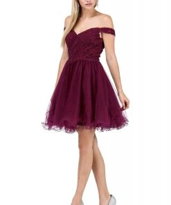 Dancing Queen - 3070 Beaded Lace Fit And Flare Cocktail Dress Cocktail Dresses