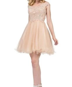 Dancing Queen - 3070 Beaded Lace Off Shoulder Cocktail Dress Cocktail Dresses