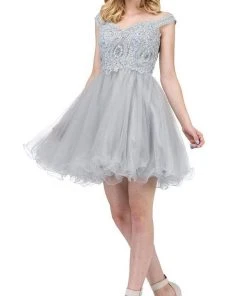 Dancing Queen - 3070 Beaded Lace Off Shoulder Cocktail Dress Cocktail Dresses