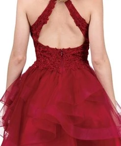 Prom Dresses Dancing Queen - 3078 Halter Lace Top And Tulle Skirt Cocktail Dress
