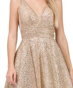 Dancing Queen - 3086 Illusion Cutout Sleeveless V Neckline Party Dress