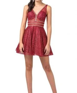 Dancing Queen - 3086 Illusion Cutout Sleeveless V Neckline Party Dress