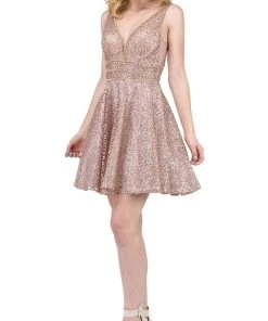 Dancing Queen - 3086 Illusion Cutout Sleeveless V Neckline Party Dress