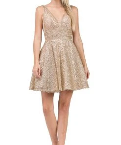 Dancing Queen - 3086 Illusion Cutout Sleeveless V Neckline Party Dress