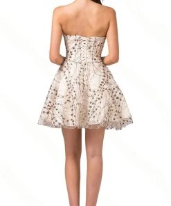 Cocktail Dresses Dancing Queen - 3107 Bead Embellished Strapless Prom Dress