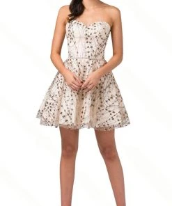 Cocktail Dresses Dancing Queen - 3107 Bead Embellished Strapless Prom Dress