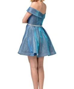 Cocktail Dresses Dancing Queen - 3147 Off-Shoulder Embellished A-line Dress 8 Cocktail Dresses Dancing Queen - 3147 Off-Shoulder Embellished A-line Dress