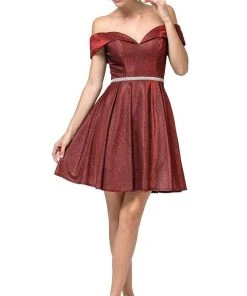 Cocktail Dresses Dancing Queen - 3147 Off-Shoulder Embellished A-line Dress 9 Cocktail Dresses Dancing Queen - 3147 Off-Shoulder Embellished A-line Dress