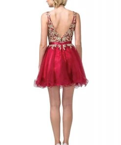 Dancing Queen - 3150 Appliqued Lace Bodice Tulle Dress Cocktail Dresses