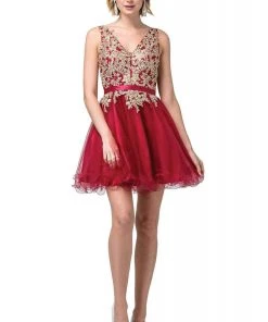 Dancing Queen - 3150 Appliqued Lace Bodice Tulle Dress Cocktail Dresses