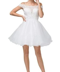 Dancing Queen - 3167 Appliqued Illusion Bodice Tulle Dress
