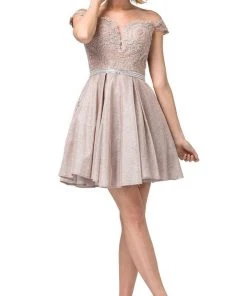 Dancing Queen - 3189 Embroidered Off-Shoulder A-line Dress 6 Dancing Queen - 3189 Embroidered Off-Shoulder A-line Dress