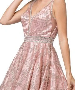 Dancing Queen - 3200 Embellished V-neck A-line Dress