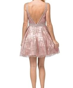 Dancing Queen - 3200 Embellished V-neck A-line Dress