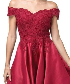 Dancing Queen - 3213 Off Shoulder Lace And Satin Cocktail Dress Cocktail Dresses 9 Dancing Queen - 3213 Off Shoulder Lace And Satin Cocktail Dress Cocktail Dresses