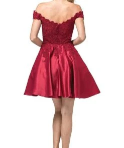 Dancing Queen - 3213 Off Shoulder Lace And Satin Cocktail Dress Cocktail Dresses 10 Dancing Queen - 3213 Off Shoulder Lace And Satin Cocktail Dress Cocktail Dresses