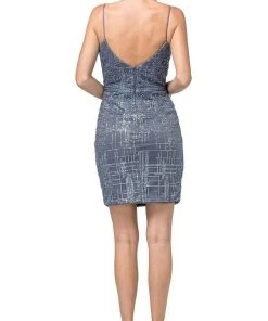 Cocktail Dresses Dancing Queen - 3216 Glitter Plunging V-Neck Cocktail Dress 7 Cocktail Dresses Dancing Queen - 3216 Glitter Plunging V-Neck Cocktail Dress