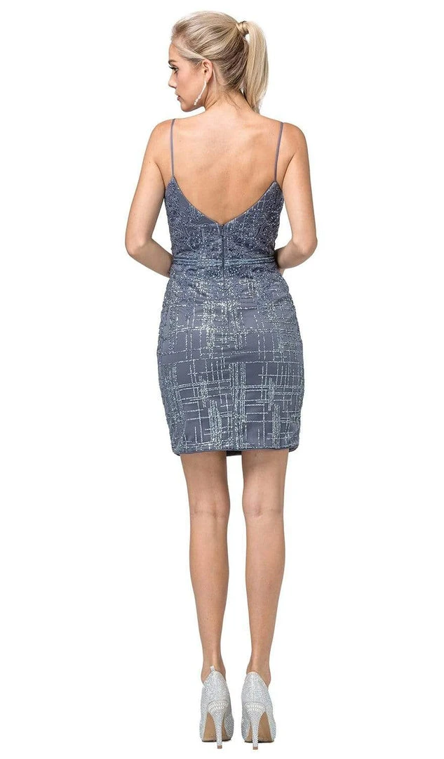 Cocktail Dresses Dancing Queen - 3216 Glitter Plunging V-Neck Cocktail Dress 5 Cocktail Dresses Dancing Queen - 3216 Glitter Plunging V-Neck Cocktail Dress