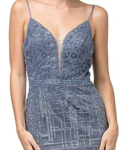 Cocktail Dresses Dancing Queen - 3216 Glitter Plunging V-Neck Cocktail Dress 6 Cocktail Dresses Dancing Queen - 3216 Glitter Plunging V-Neck Cocktail Dress