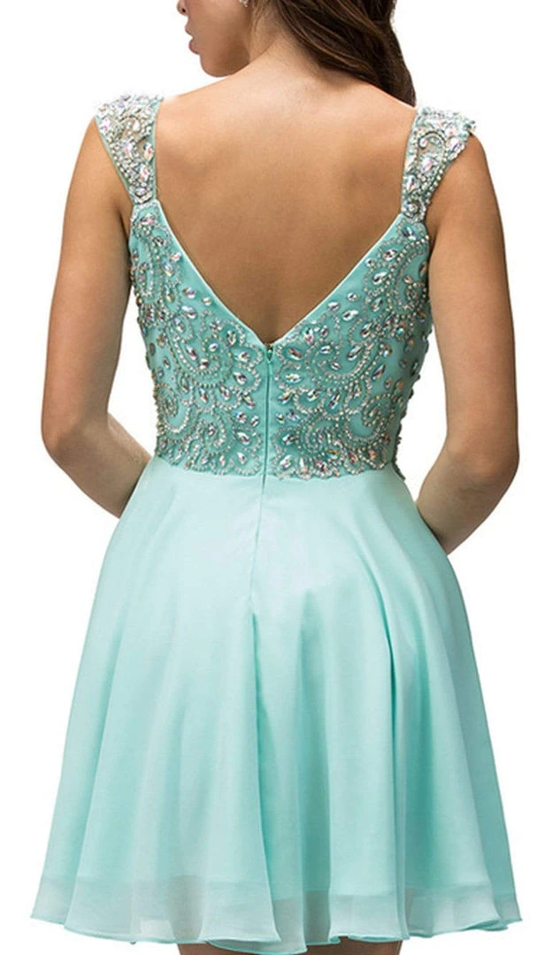 Dancing Queen - 9160 Cap Sleeve Adorned Sweetheart A-Line Cocktail Dress Cocktail Dresses 7 Dancing Queen - 9160 Cap Sleeve Adorned Sweetheart A-Line Cocktail Dress Cocktail Dresses