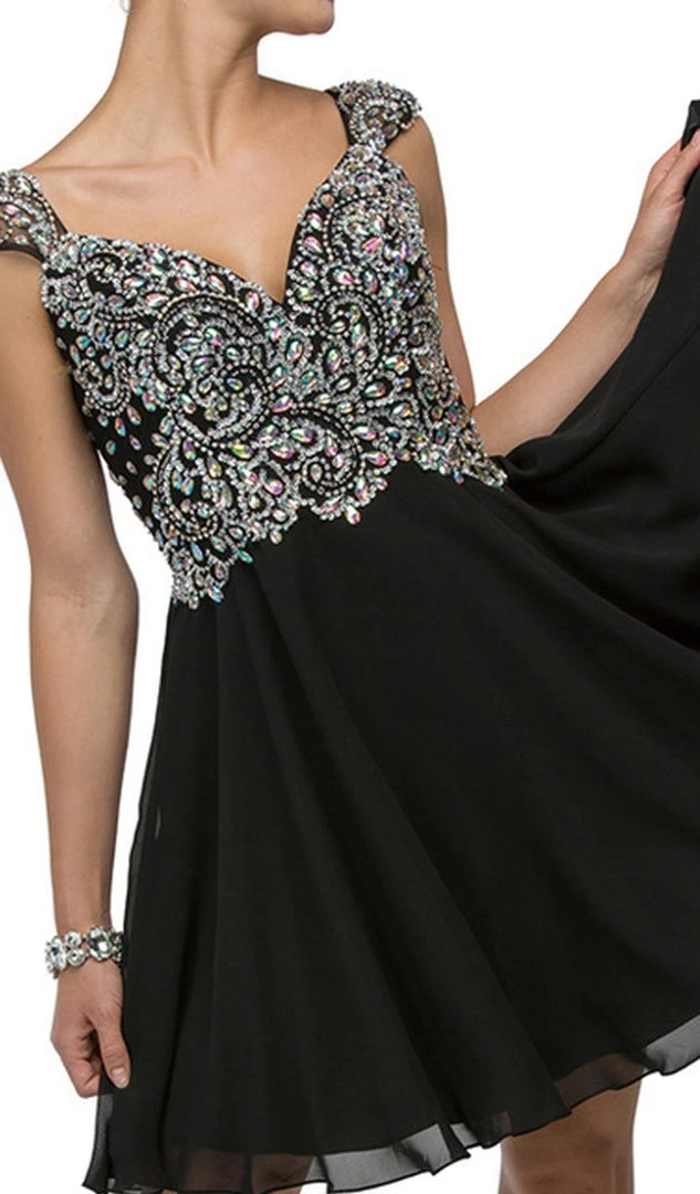 Dancing Queen - 9160 Cap Sleeve Adorned Sweetheart A-Line Cocktail Dress Cocktail Dresses 4 Dancing Queen - 9160 Cap Sleeve Adorned Sweetheart A-Line Cocktail Dress Cocktail Dresses