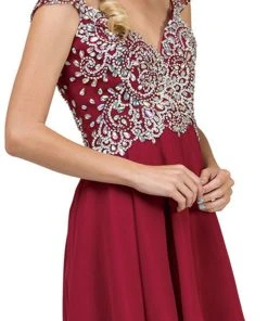 Dancing Queen - 9160 Cap Sleeve Adorned Sweetheart A-Line Cocktail Dress Cocktail Dresses 20 Dancing Queen - 9160 Cap Sleeve Adorned Sweetheart A-Line Cocktail Dress Cocktail Dresses