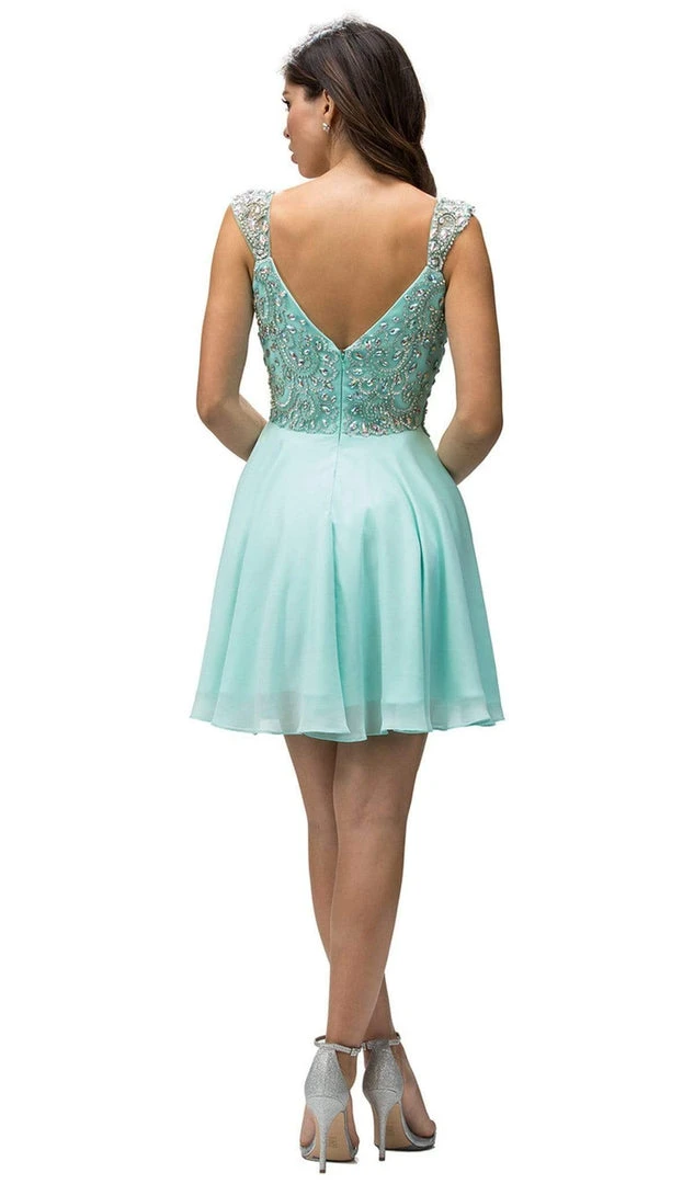 Dancing Queen - 9160 Cap Sleeve Adorned Sweetheart A-Line Cocktail Dress Cocktail Dresses 6 Dancing Queen - 9160 Cap Sleeve Adorned Sweetheart A-Line Cocktail Dress Cocktail Dresses